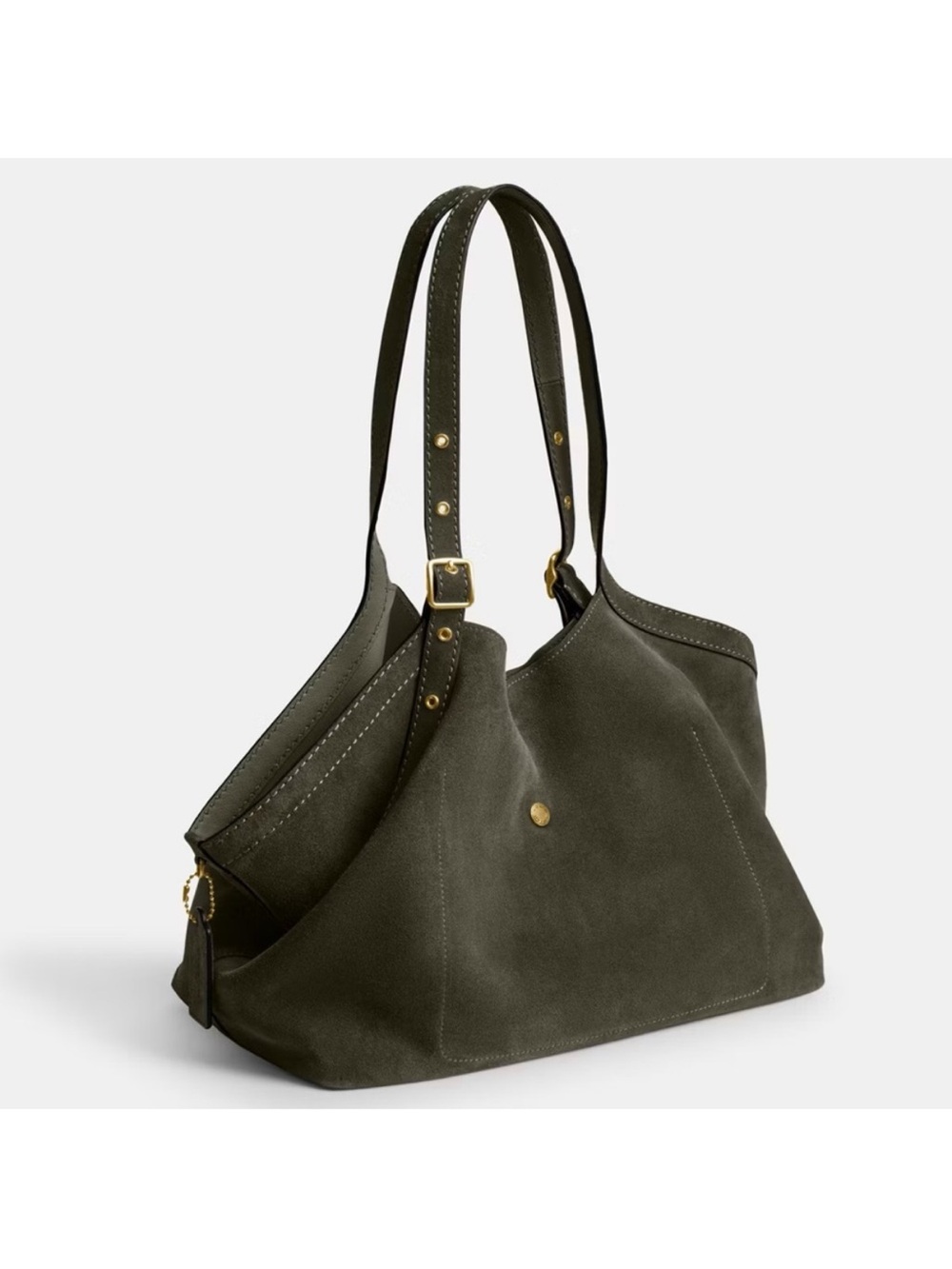 Coach Olive Green Suede Tote - Coach - Picture 7 of 9